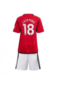 Fotbalové Dres Manchester United Casemiro #18 Dětské Domácí Oblečení 2023-24 Krátký Rukáv (+ trenýrky)